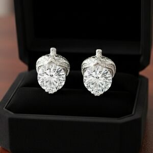 Moissanite Viper Snake Head Earrings